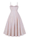 Robe blanche à bretelles spaghetti et carreaux vichy des années 1950