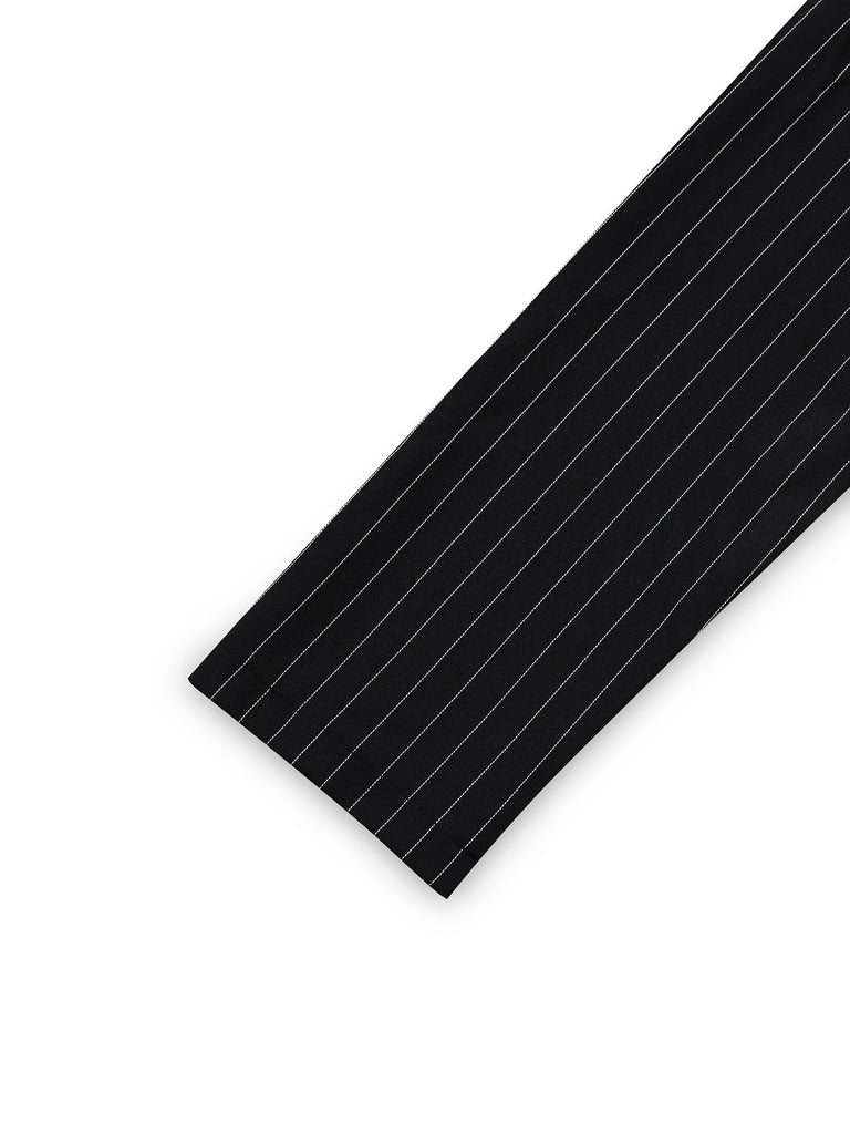 Robe noire à rayures verticales et motif léopard des années 1950