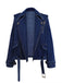 Veste à revers boutonnée en denim bleu foncé des années 1950