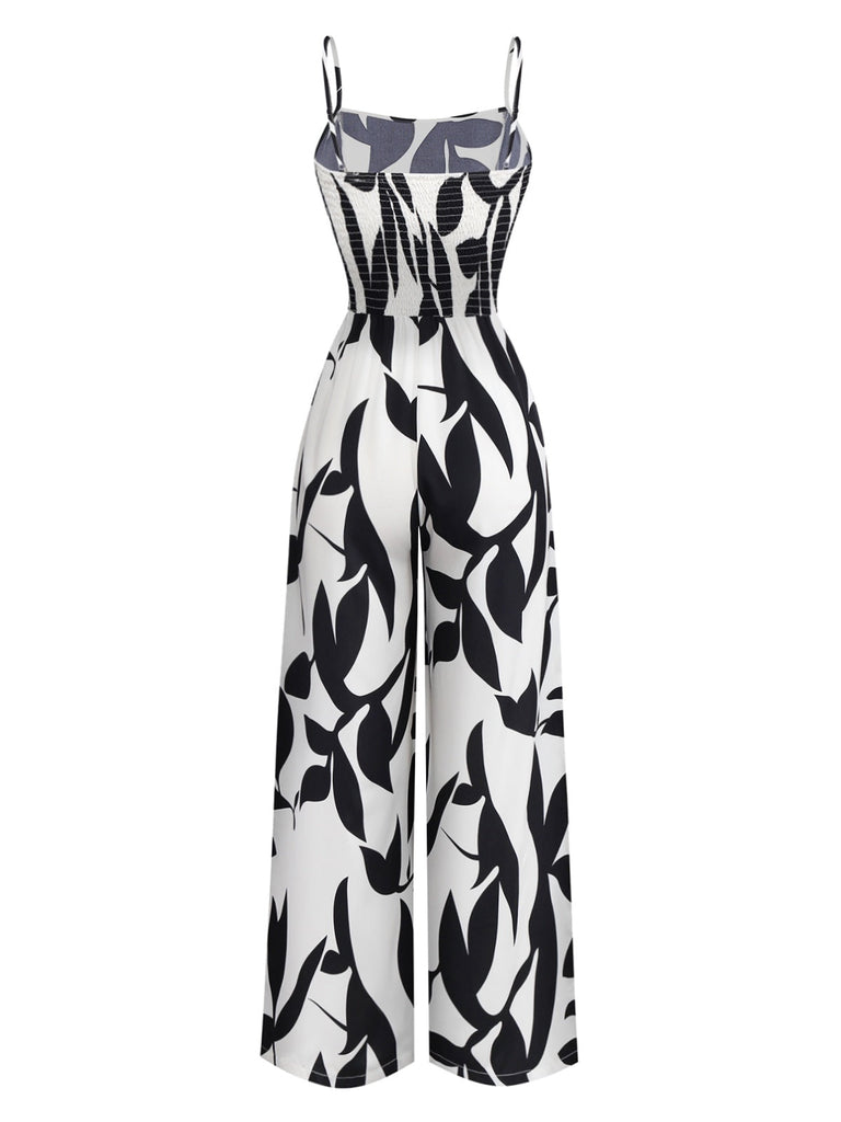 Combinaison noire à bretelles spaghetti et silhouette de feuille des années 1930