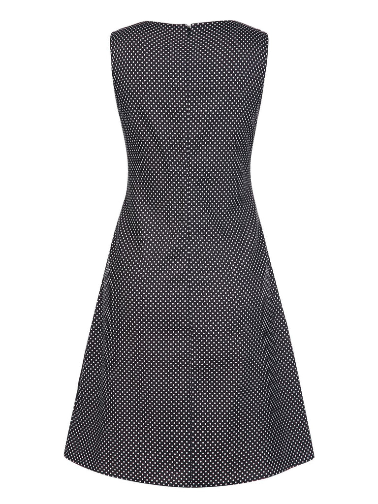 [Prévente] Robe noire à pois et imprimé visage années 1960