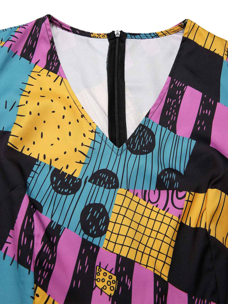 Combinaison multicolore Sally col en v années 1940