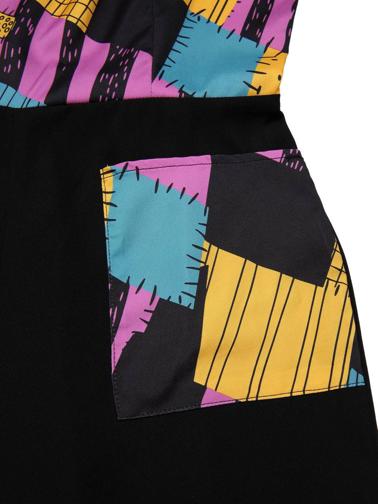 Combinaison multicolore Sally col en v années 1940