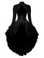 Robe victorienne noire en dentelle à manches gigot des années 1980