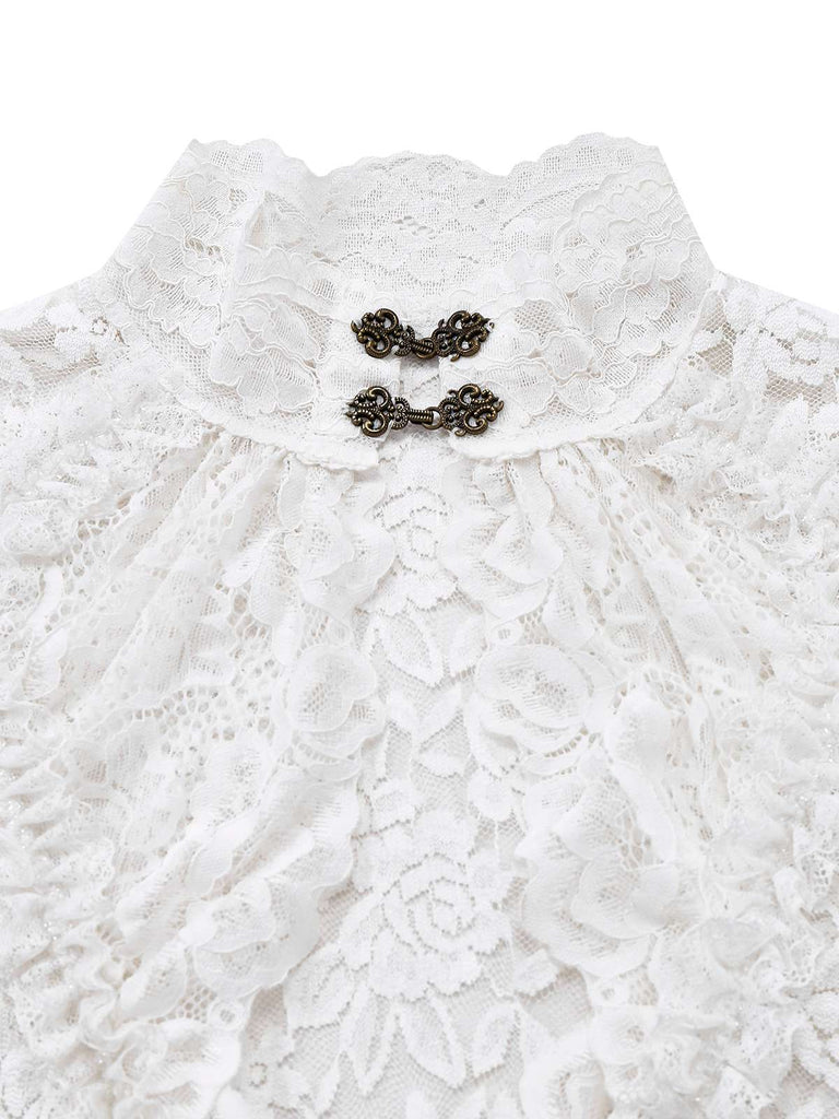 Robe victorienne noire en dentelle à manches gigot des années 1980