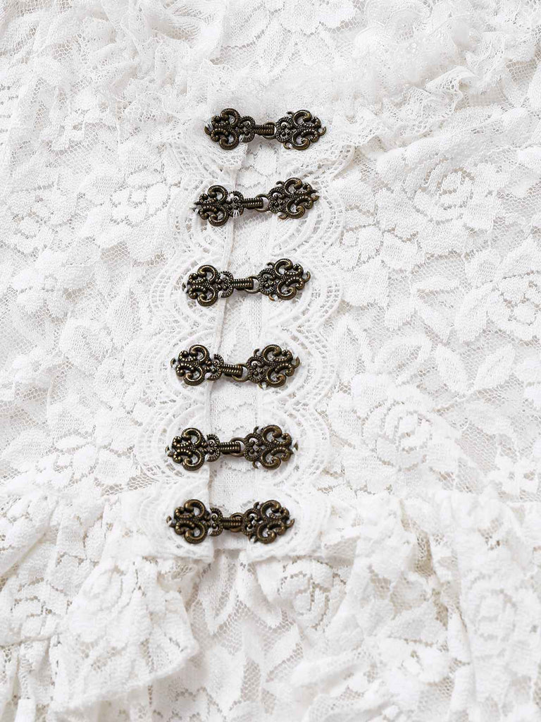 Robe victorienne noire en dentelle à manches gigot des années 1980