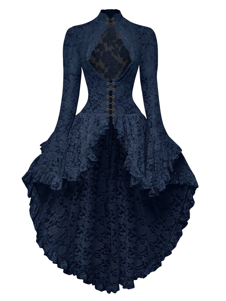 Robe victorienne blanche en dentelle à manches gigot des années 1980
