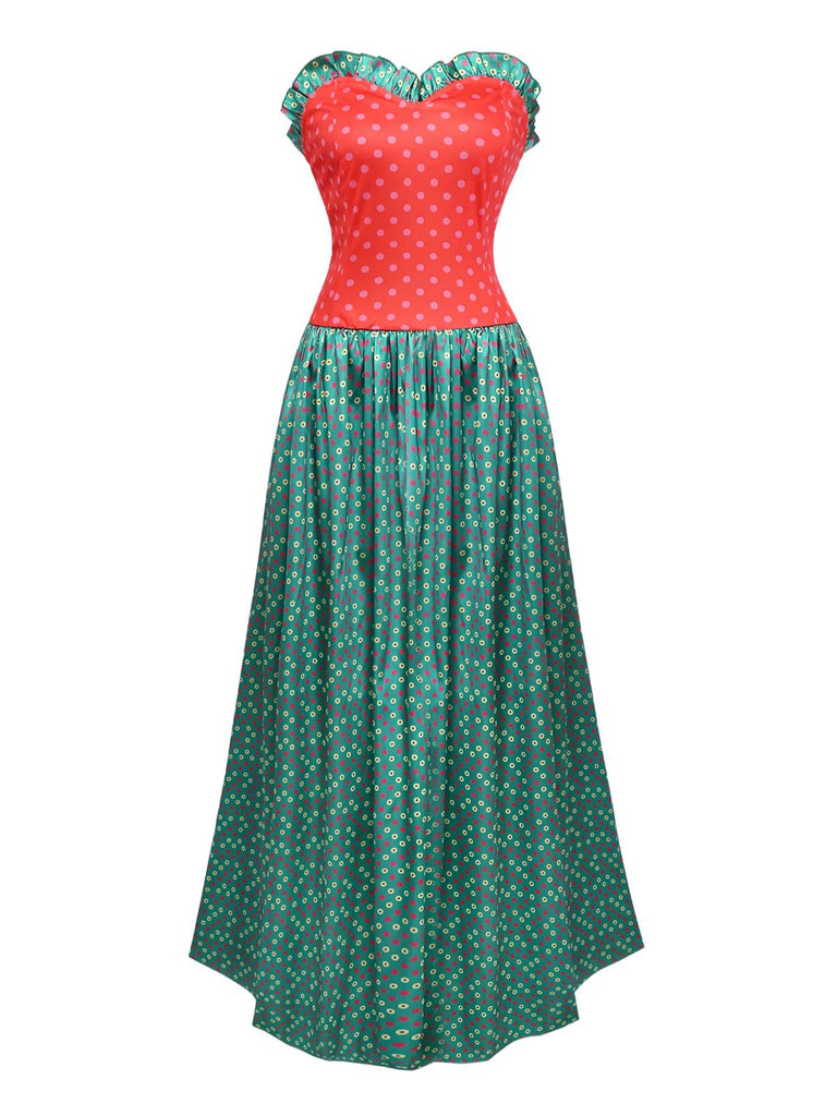 Robe bustier verte à pois style Grinch Martha Cosplay des années 1930