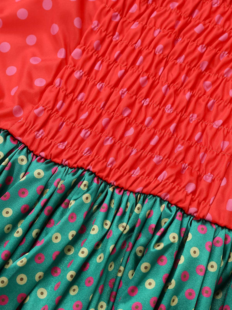 Robe bustier verte à pois style Grinch Martha Cosplay des années 1930