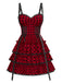 [Prévente] Robe gothique rouge à volants et à carreaux années 1980