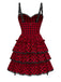 [Prévente] Robe gothique rouge à volants et à carreaux années 1980