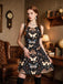 [Prévente] Robe trapèze noire motif papillon et sorcière des années 1960