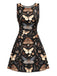 [Prévente] Robe trapèze noire motif papillon et sorcière des années 1960