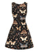 [Prévente] Robe trapèze noire motif papillon et sorcière des années 1960