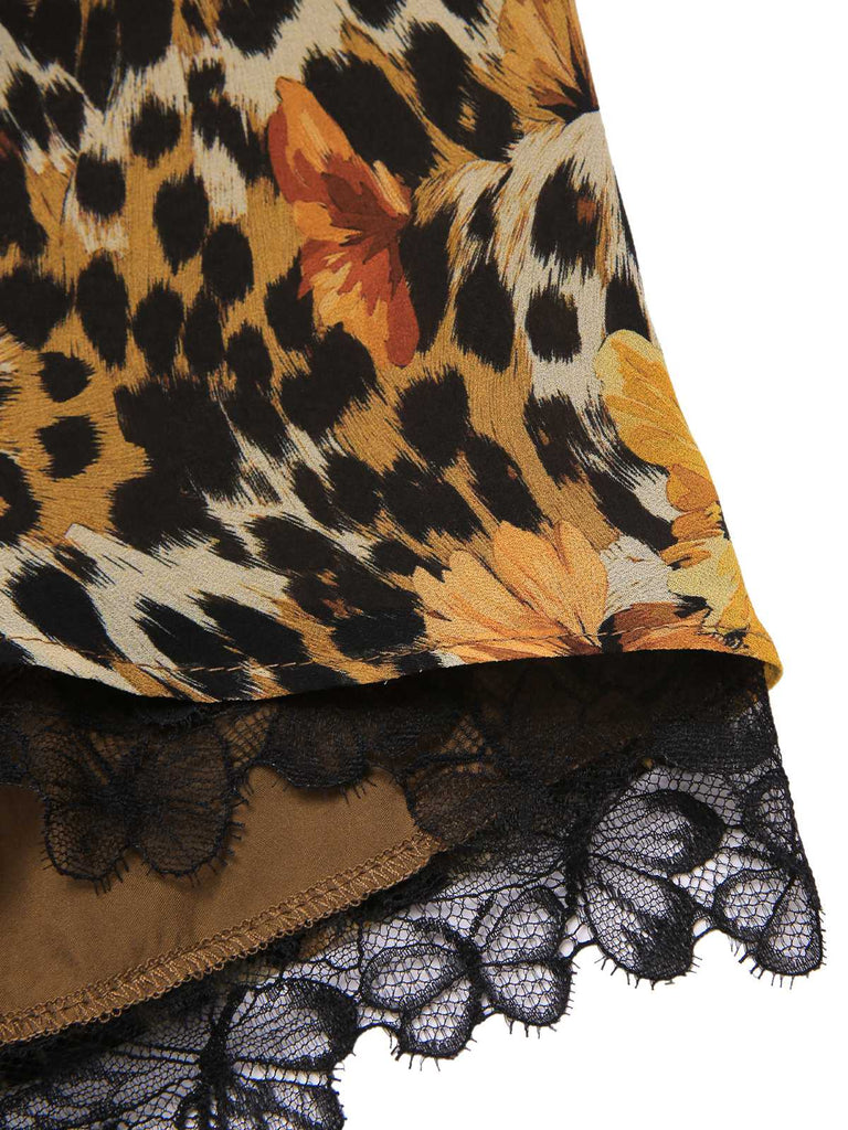 Robe en dentelle en léopard et papillons années 1950