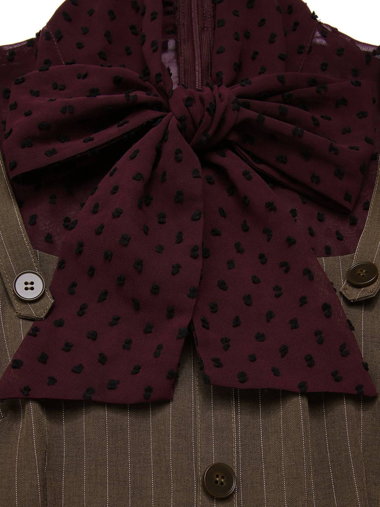 Combinaison rouge à rayures verticales en maille années 1930