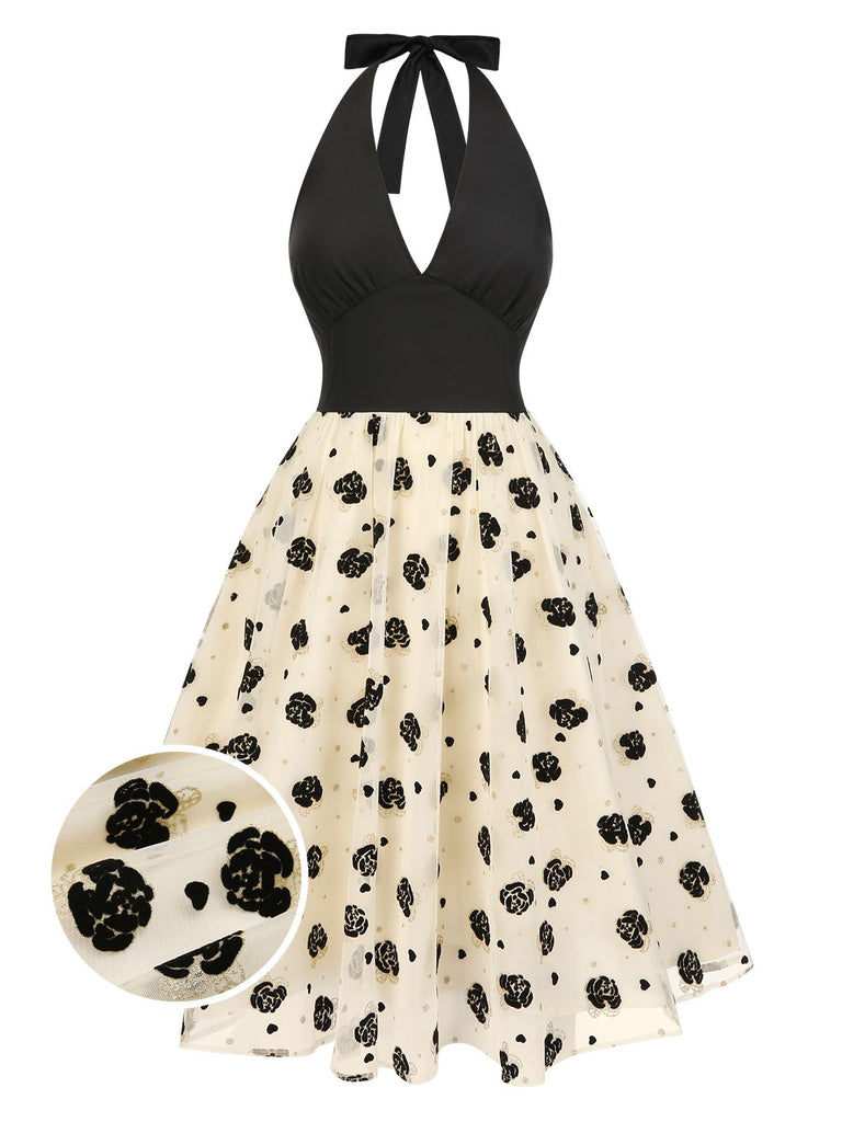 Robe dos nu rouge à pois des années 1950