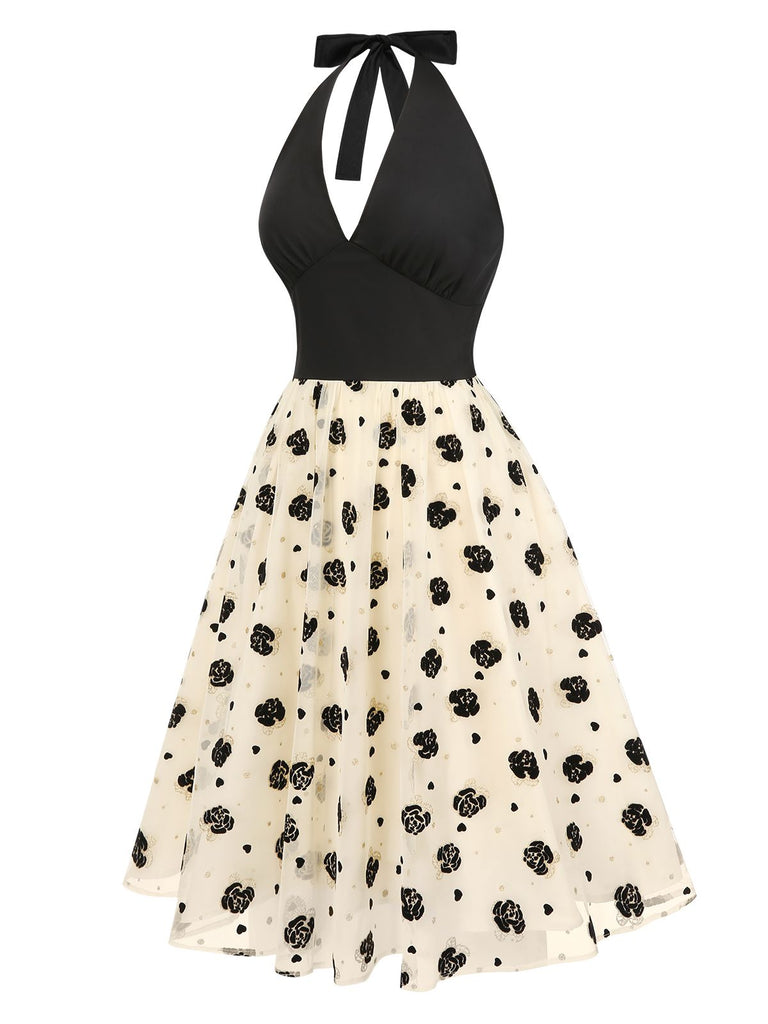 Robe dos nu rouge à pois des années 1950