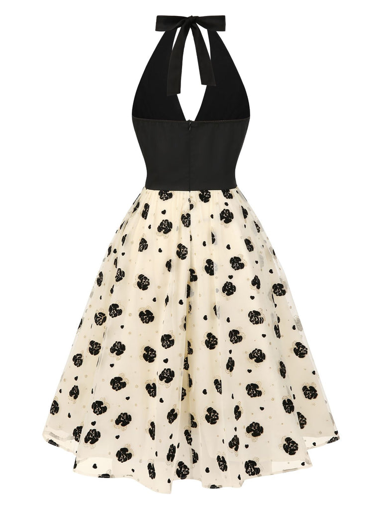 Robe dos nu rouge à pois des années 1950