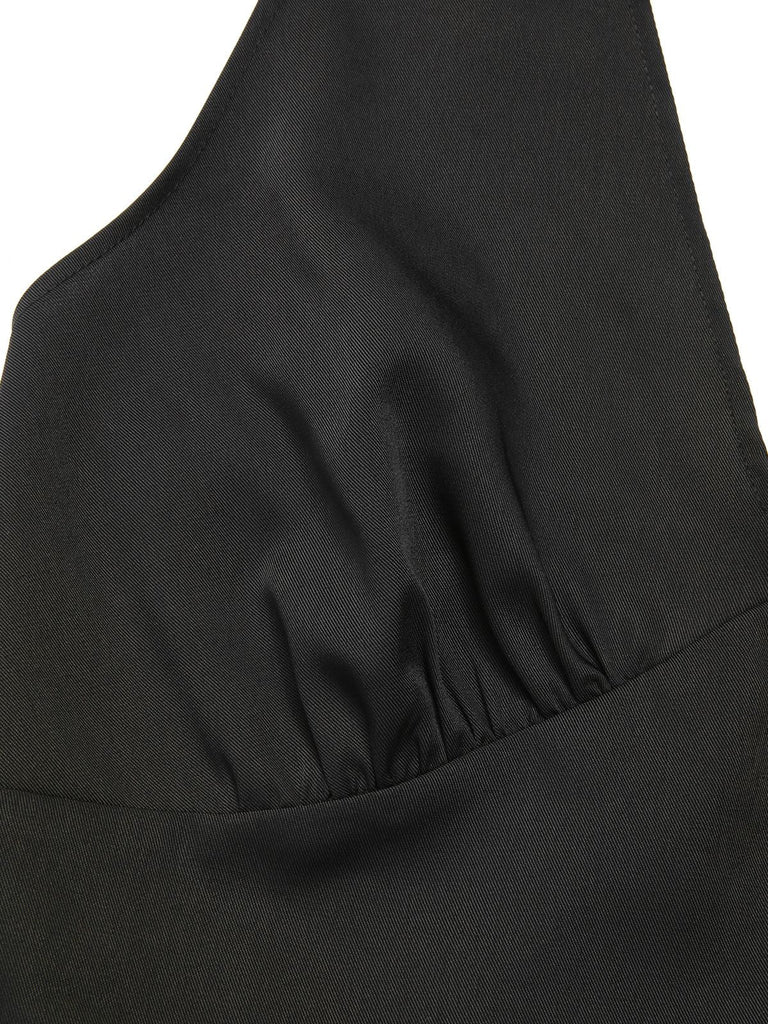 Robe dos nu rouge à pois des années 1950