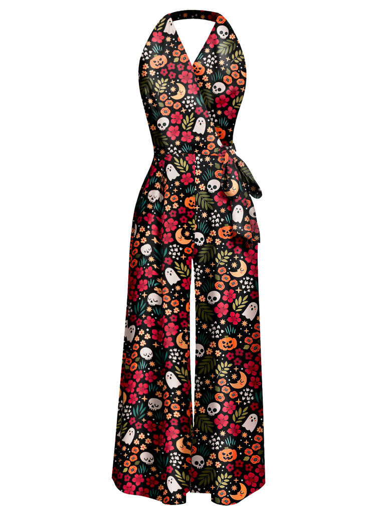 Combinaison dos nu fleurs et blocs de couleurs des années 1960