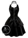 Robe en cuir noire fille chat Halloween années 1950