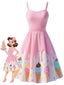 [Prévente] Robe rose col en cœur et motif glace des années 1950
