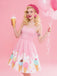 [Prévente] Robe rose col en cœur et motif glace des années 1950