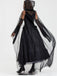 Robe noire patchwork en maille Halloween des années 1980 avec cape
