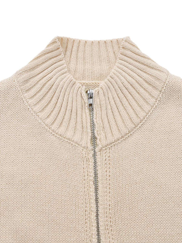 Haut tricoté sans manches beige à revers des années 1950