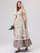 Ensemble robe de mariée vampire beige en dentelle style Halloween des années 1930