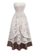 Ensemble robe de mariée vampire beige en dentelle style Halloween des années 1930