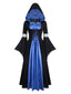 Robe à capuche noire et bleue style sorcière des années 1930
