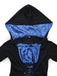 Robe à capuche noire et bleue style sorcière des années 1930