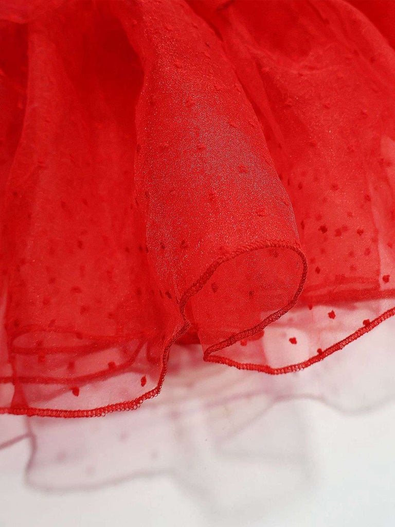 Ensemble robe rouge à pois pour Ghost Bride d'Halloween des années 1950