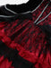 Robe bustier rouge en dentelle ourlet asymétrique manches chauve-souris années 1970
