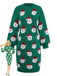 Robe pull verte de Noël motif le Père Noël des années 1960