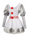 Robe argenté à manches bouffantes et rayures Halloween années 1960