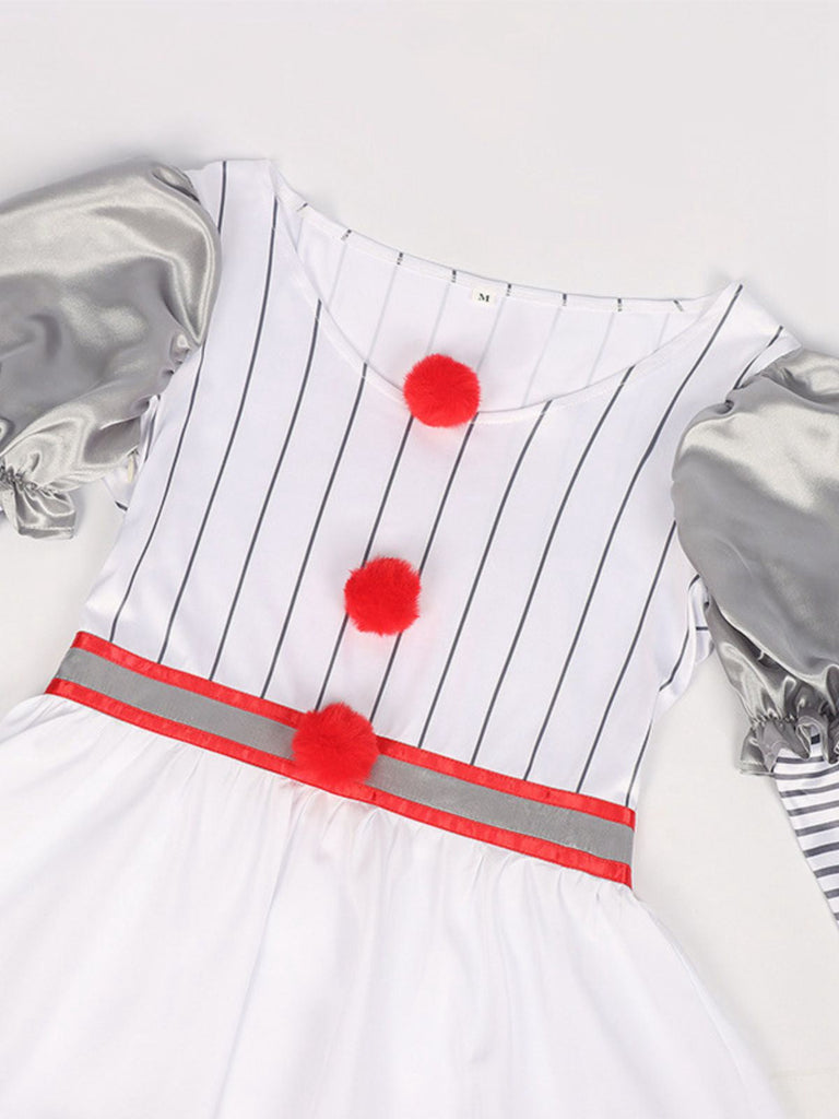 Robe argenté à manches bouffantes et rayures Halloween années 1960