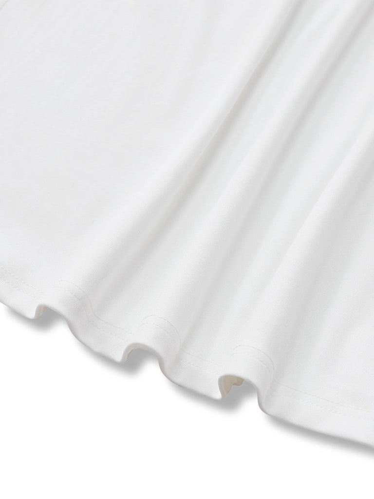 Combinaison pantalon unie col en V profond et jambes ultra-larges années 1970