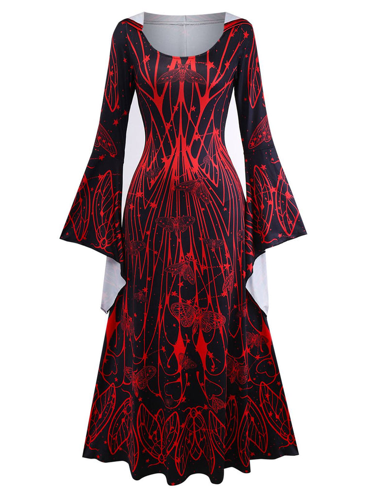 Robe gothique à capuche à manches chauve-souris années 1980