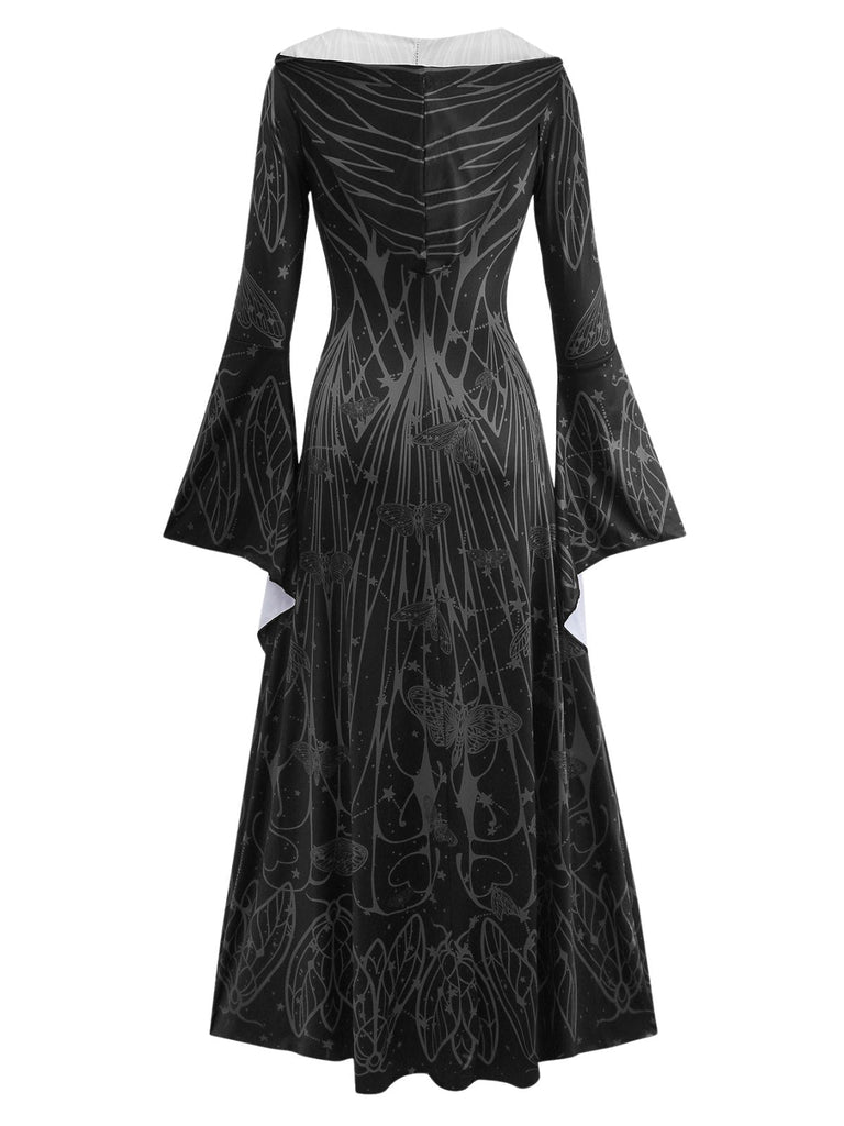 Robe gothique à capuche à manches chauve-souris années 1980