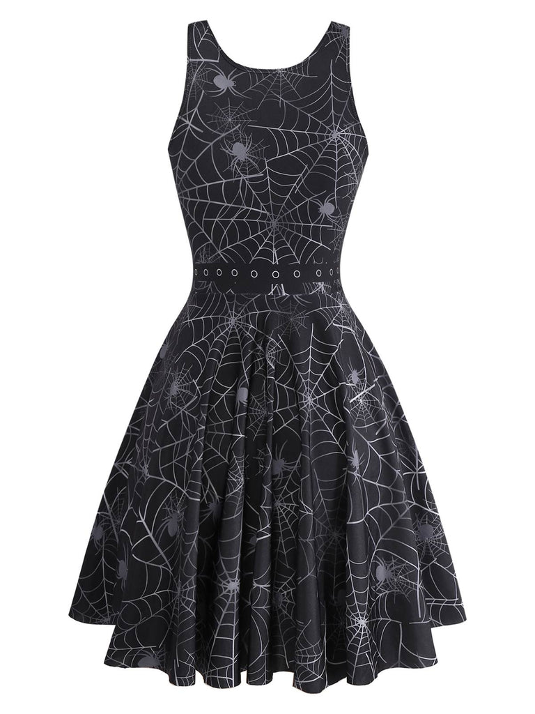 Robe noire en toile d'araignée Halloween années 1950