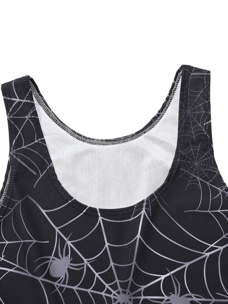 Robe noire en toile d'araignée Halloween années 1950
