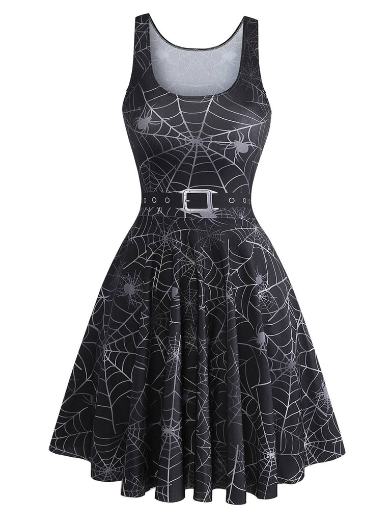 Robe noire en toile d'araignée Halloween années 1950