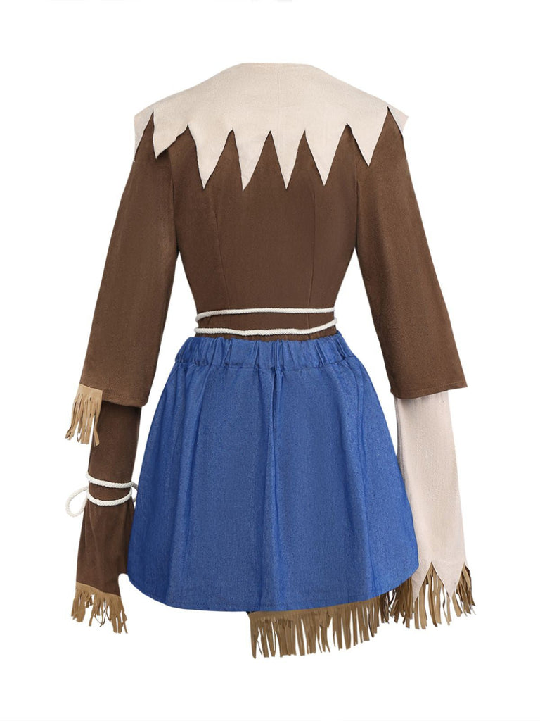 2PCS Ensemble d'épouvantails d'Halloween marron des années 1960