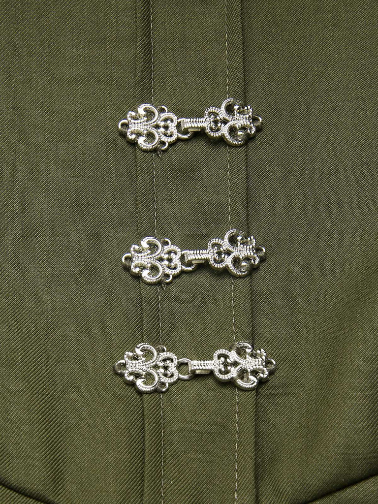 Robe à volants bloc de couleur col jabot et nœud victorien des années 1950