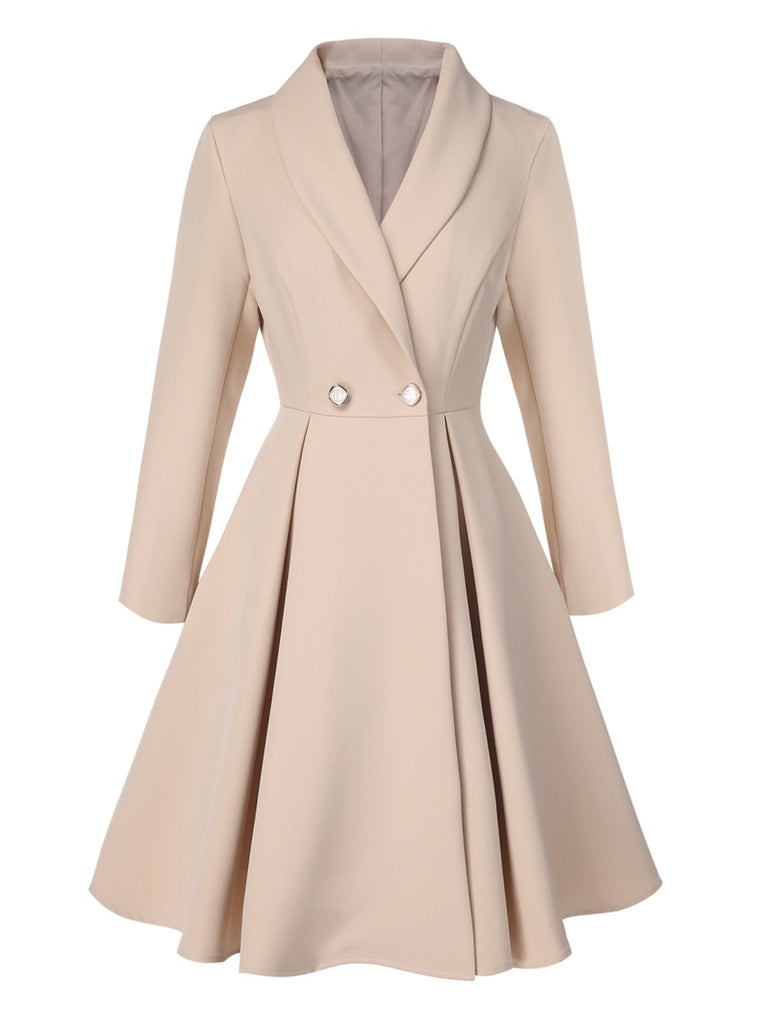 Manteau trapèze col châle couleur crème des années 1950