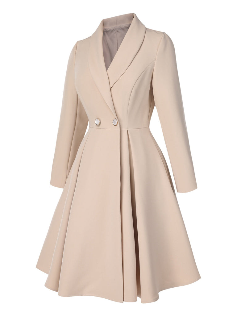 Manteau trapèze col châle couleur crème des années 1950