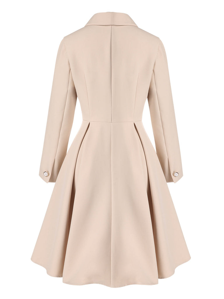 Manteau trapèze col châle couleur crème des années 1950